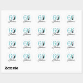 60 Fabulous Blue Glitter Typografie 60th Birthday Ronde Sticker (Vel)