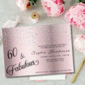 60 Fabulous Blush Roze Glitter Verjaardagsfeest Kaart