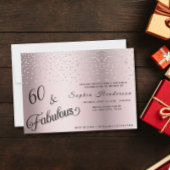 60 Fabulous Blush Roze Glitter Verjaardagsfeest Kaart