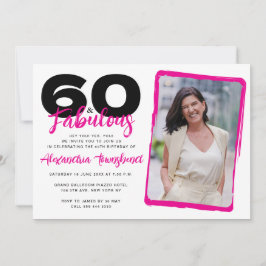 60 & Fabulous Bold Girly Photo 60th Birthday Kaart