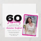 60 & Fabulous Bold Girly Photo 60th Birthday Kaart (Voorkant / Achterkant)