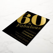 60 & Fabulous Bold Gold 60th Birthday Invitation Folie Uitnodiging (Gedraaid)