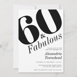60 & Fabulous Bold Number 60th Birthday Kaart