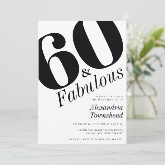 60 & Fabulous Bold Number 60th Birthday Kaart (Staand voorkant)