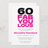 60 & Fabulous Bold Pink Typography 60th Birthday Kaart (Voorkant / Achterkant)
