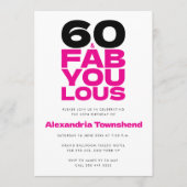 60 & Fabulous Bold Pink Typography 60th Birthday Kaart (Voorkant)