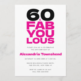 60 & Fabulous Bold Pink Typography 60th Birthday Kaart