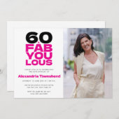 60 & Fabulous Bold Typography Photo 60th Birthday Kaart (Voorkant / Achterkant)