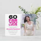 60 & Fabulous Bold Typography Photo 60th Birthday Kaart (Staand voorkant)