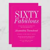 60 & Fabulous Chic Hot Pink 60th Birthday Kaart (Voorkant / Achterkant)