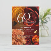 60 & Fabulous Donker Moody Sunset Kleuren Bloemen Kaart (Staand voorkant)