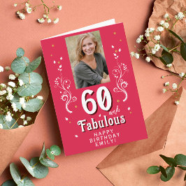 60 & Fabulous Foliage Magent 60th Birthday Foto Kaart