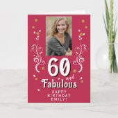 60 & Fabulous Foliage Magent 60th Birthday Foto Kaart (Voorkant)