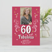 60 & Fabulous Foliage Magent Foto 60th Birthday (Staand voorkant)