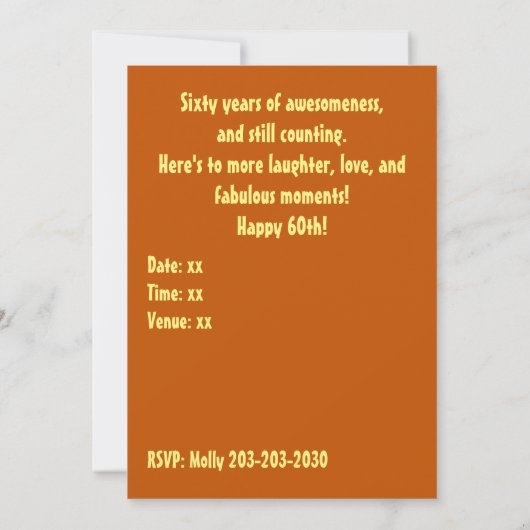 60 & Fabulous Funny Fun & Whimsical Foto Verjaarda Kaart (Achterkant)