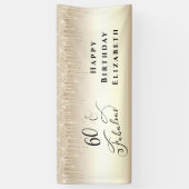 60 Fabulous Glitter Champagne Gold Birthday Party Spandoek (Verticaal)