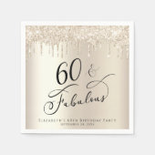60 Fabulous Glitter Gold Custom Birthday Party Servet (Voorkant)