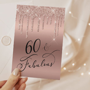 60 Fabulous Glitter Roos Gold Birthday Party Uitnodiging Briefkaart