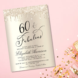 60 Fabulous Gold Glitter Birthday Party Kaart