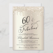 60 Fabulous Gold Glitter Birthday Party Kaart (Voorkant)