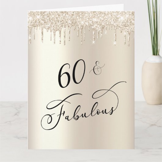60 Fabulous Gold Glitter Birthday Party Kaart (Voorkant)