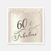 60 Fabulous Gold Glitter Birthday Party Servet (Voorkant)