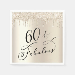 60 Fabulous Gold Glitter Birthday Party Servet