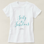 60 Fabulous Green Custom Name 60th Birthday Gift T-shirt<br><div class="desc">Viel het draaien van 60 in stijl met deze douanenaam moderne 60e verjaardag t-shirt met tekst 60 en sassy in elegante viridian groene handgeschreven manuscriptkalligrafie. Voeg gewoon jouw naam toe aan dit 60ste verjaardagsfeest T-shirt. Perfect verjaardagscadeau voor een moderne, stijlvolle en elegante 60-jarige. Exclusief voor u ontworpen door Happy Dolphin...</div>