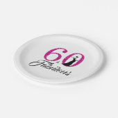 60 Fabulous Hot Pink Glitter 60ste verjaardagsfees Papieren Bordje (Gekanteld)
