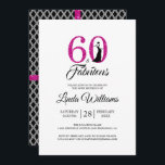 60 Fabulous Hot Pink Glitter 60th Birthday Party Kaart<br><div class="desc">Een chic, elegant, 60ste verjaardagsfoto-uitnodiging die je kunt personaliseren en uitzenden voor je zestigste verjaardagsfeest. De woorden "60 en Fabulous" in zwart-wit en warm-roze glitter worden geplaatst met behulp van moderne typografie. Er is een zwart-wit geometrisch patroon op de achterkant van de kaart met roze glitterlinten. Neem contact met ons...</div>