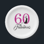 60 Fabulous Hot Pink Glitter 60th Birthday Party Papieren Bordje<br><div class="desc">Viel het draaien van 60 in stijl met dit elegante 60ste verjaardagsgeschenk. De woorden 60 en fabelachtig in heet roze glitter en zwart worden geplaatst met moderne typografie. Perfect cadeau voor het 60ste verjaardagsfeest voor de geweldige 60-jarige. Neem contact met ons op via onze winkel als je hulp of overeenkomende...</div>