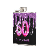 60 Fabulous jarig zwart paars glitter script Heupfles (Links)