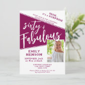 60 & Fabulous Magenta Foto 60e Verjaardag Verrassi Kaart (Staand voorkant)