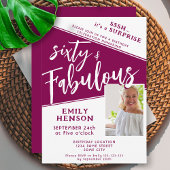 60 & Fabulous Magenta Foto 60e Verjaardag Verrassi Kaart