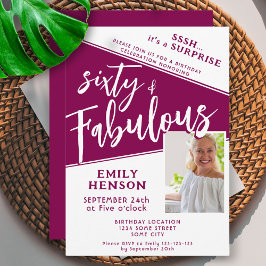 60 & Fabulous Magenta Foto 60e Verjaardag Verrassi Kaart