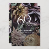 60 & Fabulous Modern Dark Moody Paarse Bloemen Kaart (Voorkant / Achterkant)