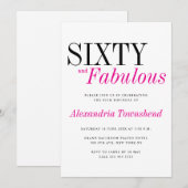 60 & Fabulous Modern Pink Typography 60th Birthday Kaart (Voorkant / Achterkant)