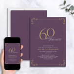 60 & Fabulous Paars & Gold Calligraphy Birthday Kaart<br><div class="desc">Het is je speciale 60ste verjaardag, en het is tijd om te vieren! Wil je de beste baard in de stad gooien? Zorg ervoor het met het hoogste van stijl met deze Uitnodiging van de Dagen van 60 & van de Paarse Fabulage & van de Gouden Calligrafie begint van de...</div>