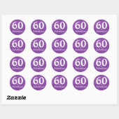 60 & Fabulous! Paarse Glitter Zestigste Verjaardag Ronde Sticker (Vel)