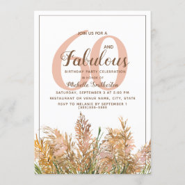 60 Fabulous Pampas Grass op White Birthday Kaart