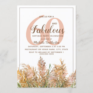 60 Fabulous Pampas Grass op White Birthday Kaart