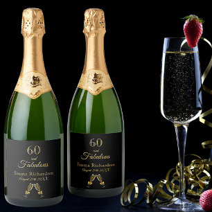 60 fabulous party zwarte goudnaam sparkling wijnetiket