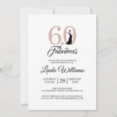 60 Fabulous Pink Glitter 60th Birthday Party Kaart (Voorkant)