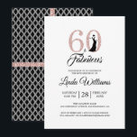60 Fabulous Pink Glitter 60th Birthday Party Kaart<br><div class="desc">Een chic, elegant, 60ste verjaardagsfoto-uitnodiging die je kunt personaliseren en uitzenden voor je zestigste verjaardagsfeest. De woorden "60 en Fabulous" in zwart-witroze glitter worden met moderne typografie geplaatst. Er is een zwart-wit geometrisch patroon op de achterkant van de kaart met roze glitterlinten. Neem contact met ons op via onze winkel...</div>