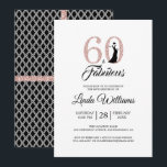 60 Fabulous Pink Glitter 60th Birthday Party Kaart<br><div class="desc">Een chic, elegant, 60ste verjaardagsfoto-uitnodiging die je kunt personaliseren en uitzenden voor je zestigste verjaardagsfeest. De woorden "60 en Fabulous" in zwart-witroze glitter worden met moderne typografie geplaatst. Er is een zwart-wit geometrisch patroon op de achterkant van de kaart met roze glitterlinten. Neem contact met ons op via onze winkel...</div>
