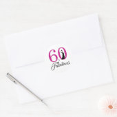 60 Fabulous Pink Glitter Typografie 60th Verjaarda Ronde Sticker (Envelop)