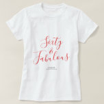 60 Fabulous Red Custom Name 60th Birthday Gift T-shirt<br><div class="desc">Viel het draaien 60 in stijl met deze douanenaam moderne 60e verjaardag t-shirt met tekst 60 en assy in elegante rode handgeschreven manuscriptkalligrafie. Voeg gewoon jouw naam toe aan dit 60ste verjaardagsfeest T-shirt. Perfect verjaardagscadeau voor een moderne,  stijlvolle en elegante 60-jarige. Exclusief voor u ontworpen door Happy Dolphin Studio.</div>