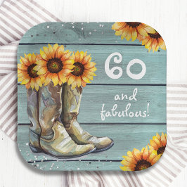 60 Fabulous Rustieke Land Zonnebloem Laarzen Custo Papieren Bordje