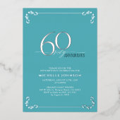 60 & Fabulous Turquoise & Silver Birthday Folie Uitnodiging (Voorkant)