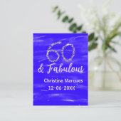 60 & fabulous verjaardag blauw zilver naam datum t briefkaart (Staand voorkant)